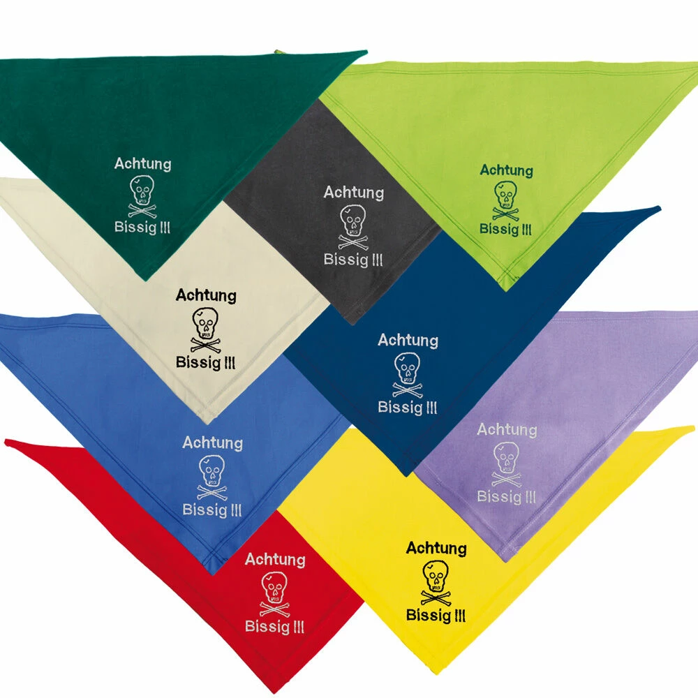 Besticktes Halstuch Totenkopf, Achtung Bissig! 2 Besticktes Halstuch Totenkopf, Achtung Bissig! – Bild 2