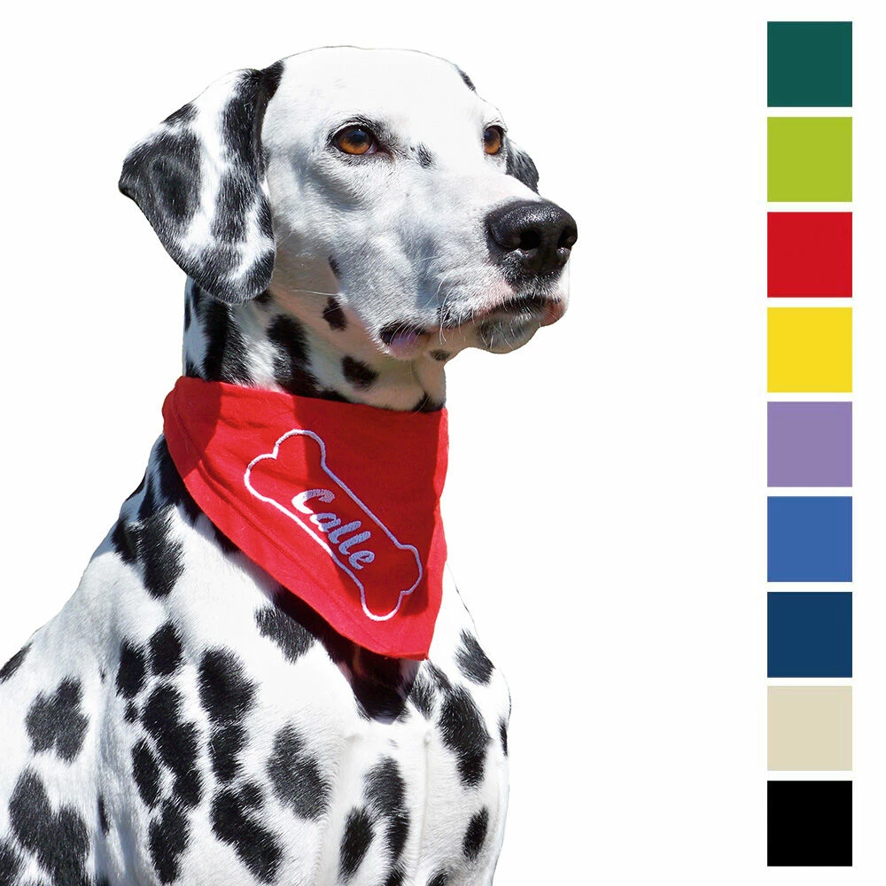 Besticktes Halstuch Knochen + Name 1 Besticktes Halstuch Knochen + Name