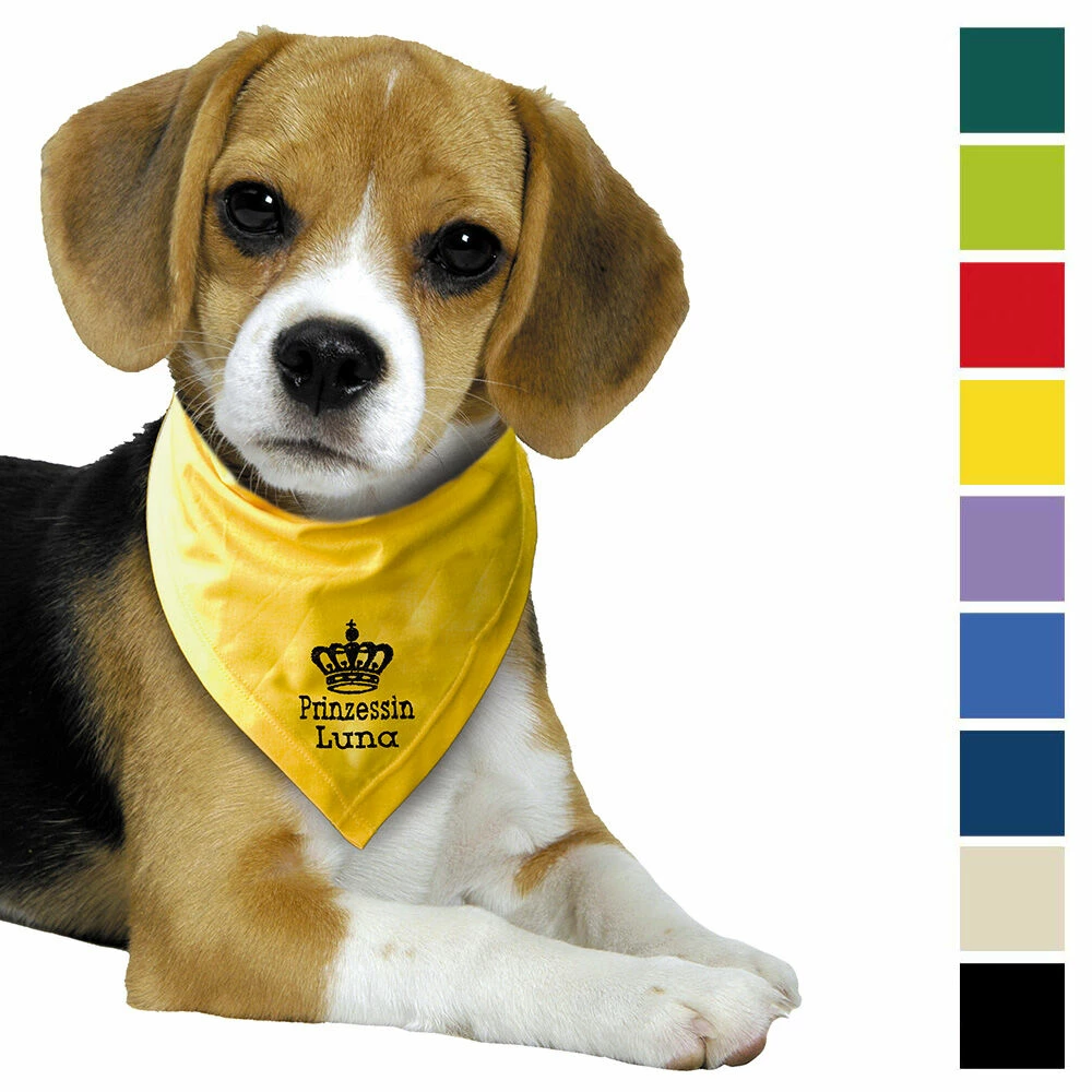 Besticktes Halstuch, Prinzessin + Krone + Name 1 Besticktes Halstuch, Prinzessin + Krone + Name