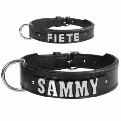 MyName Leder-Halsband, Schwarz